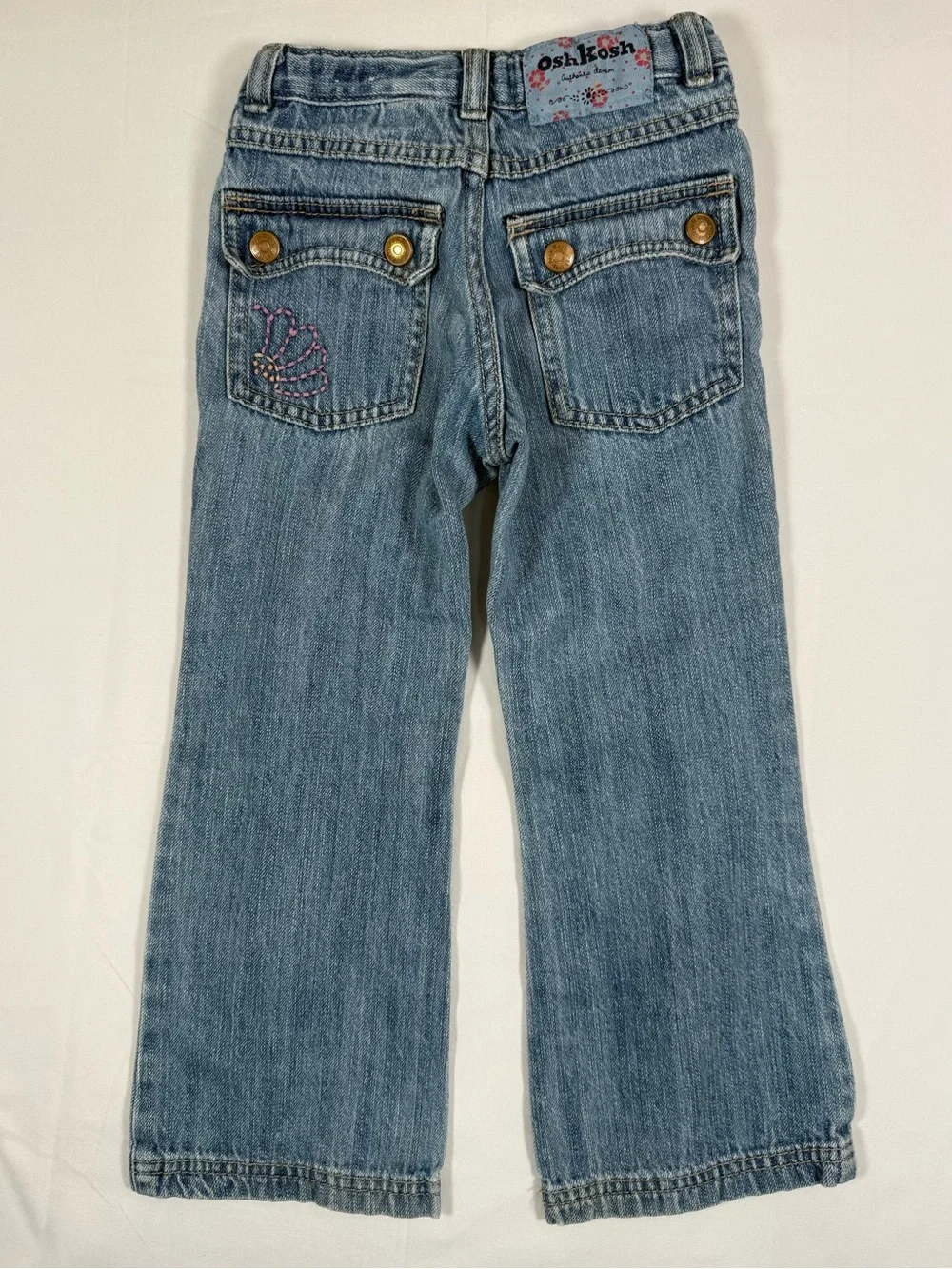 OSHKOSH Girls Bootcut Jeans 4R Y2K‎ Butterfly Embroidered Denim Boho Cottagecore